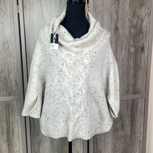 New! Vera Wang cowl neck cable knit poncho women's XS